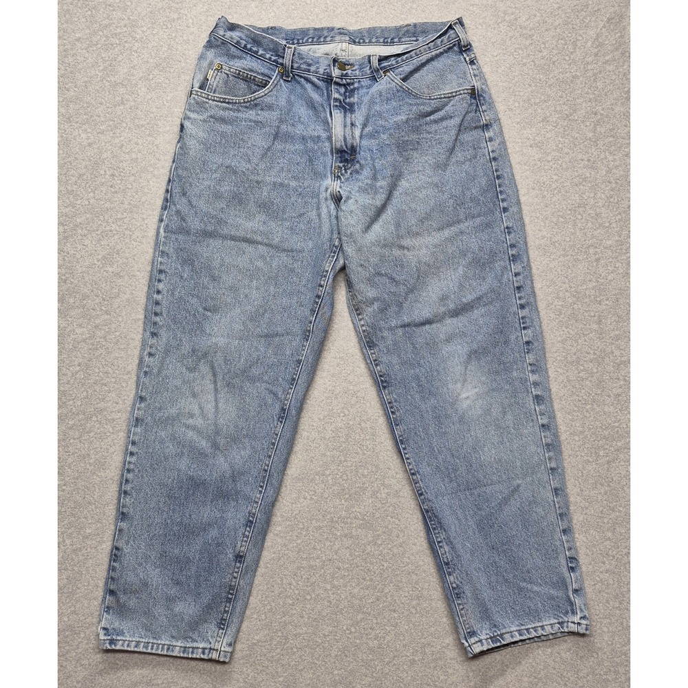 Vintage LL Bean Relaxed Fit Jeans Mens 35x29 Blue Denim Panel Front Straight Vtg